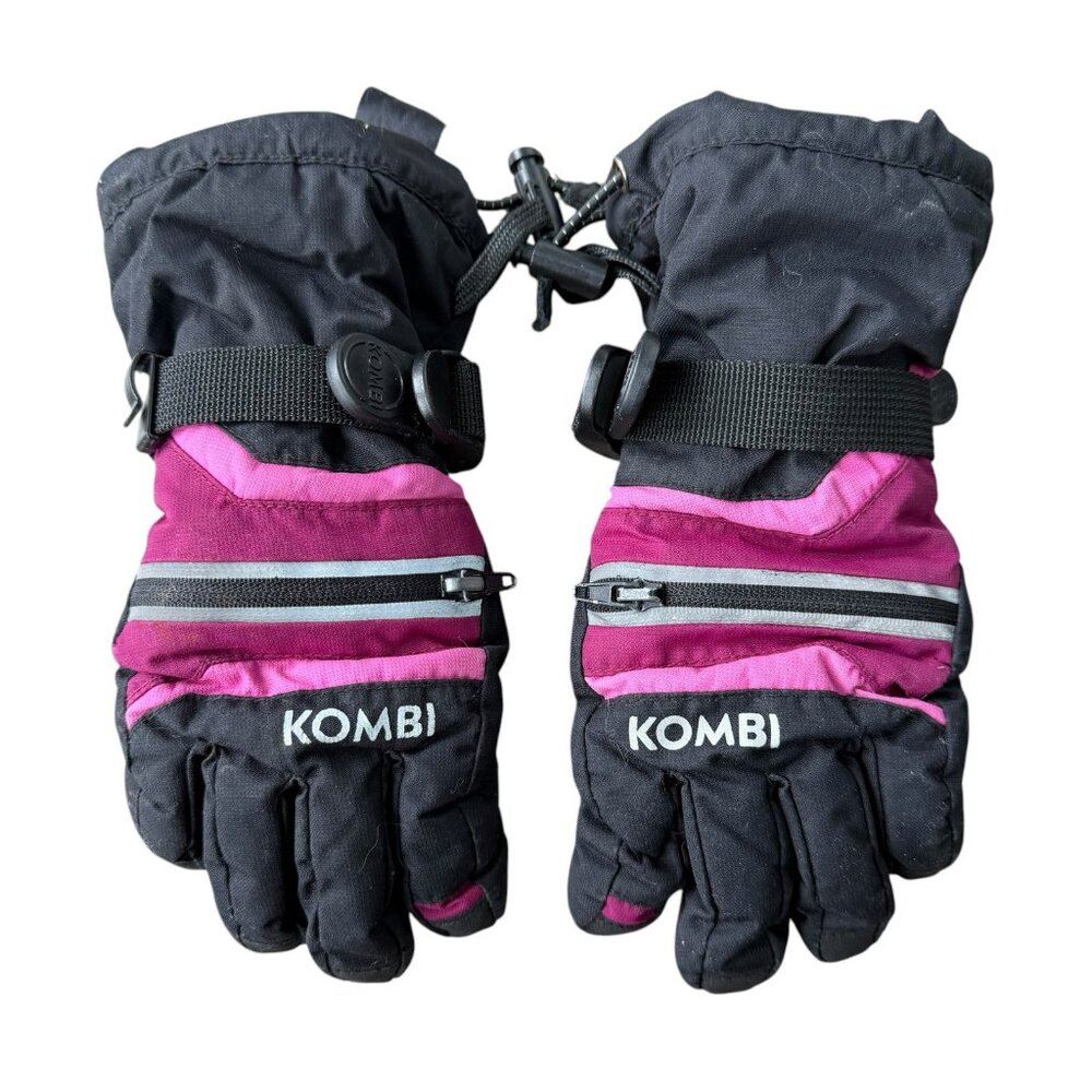 Kombi Kids Winter Ski Gloves Black Pink Childrens Junior Small Waterproof